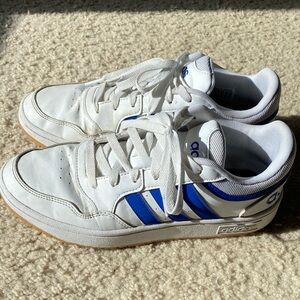 Adidas White and Blue Striped Sneakers